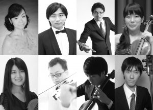 金持亜実(ソプラノ) photo (C)Ami Kanaji 金沢青児(テノール) photo (C)Yasunari Tomimoto 河野 彬(フルート) photo (C)Akira Kono 伊東真奈(ヴァイオリン) photo (C)Mana Ito 須賀麻里江(ヴァイオリン) photo (C)Marie Suga 山口 真(ヴィオラ) photo (C)Ayane Shindou 森田叡治(チェロ) photo (C)Eichi Morita 平塚拓未(コントラバス) photo (C)Takumi Hiratsuka